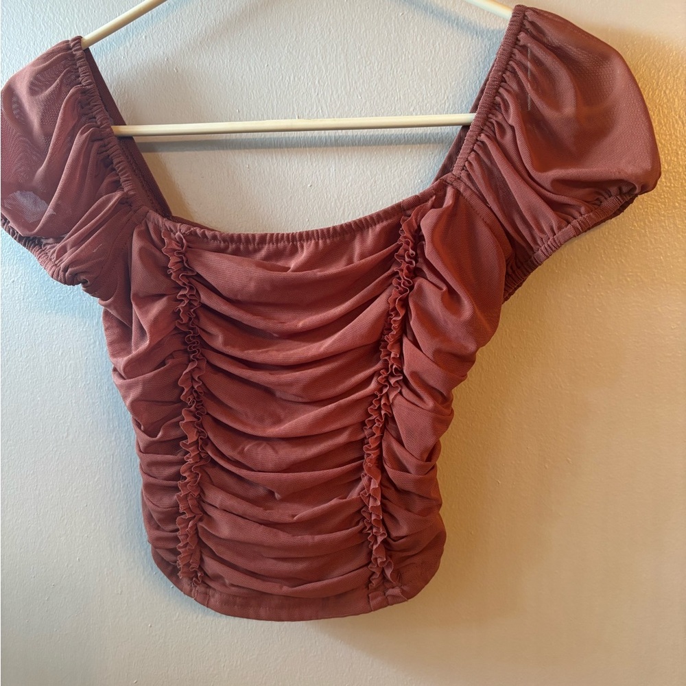 Lulu's Ruched Rust Blouse